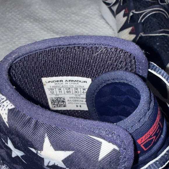 Under Armour Project Rock Delta Charged Navy and White Star Sneakers - Picture 3 of 8